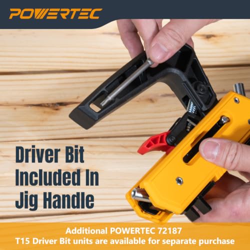 Image of POWERTEC Edge Deck Screw Jig Kit with T15 Torx Bit & 3 Board Spacing Options (1 /8 inch, 3 /16 inch, 7 /32 inch) - Hidden Fastener Tool for 3.5 inch to 6 inch Wood & Composite Decking, Fits #10 Screws (72184)