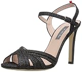 jessica kleider c&a Sexy Sandalen mit Absatz SJP by Sarah Jessica Parker Damen-Kleid mit Kreuzriemen, Sandalen, Schwarz (Doozy Glitter), 37 EU