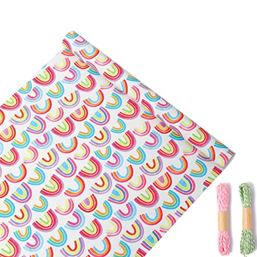 Regenbogen Geschenkpapier Set - 5 Blätter 70x50cm Mit Klebeband