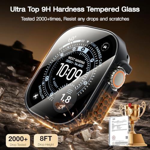 Image of LK Case for Apple Watch Ultra 3 /Ultra 2 /Ultra 49mm with Screen Protector | Touch Sensitive Ultra-Thin Bumper Full Protective Cover Hard PC Case Tempered Glass for iWatch 49mm, Black