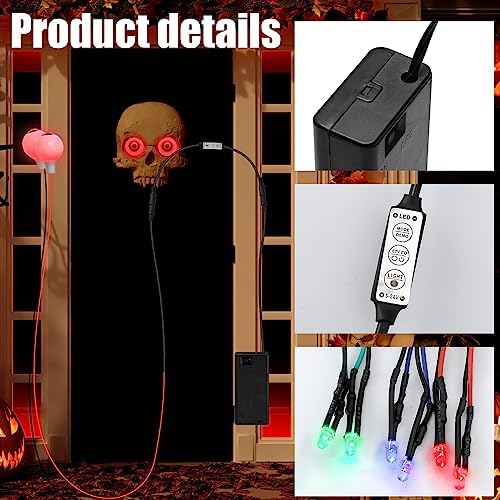 Miniatura 3 de Lenwen Paquete de 8 ojos brillantes LED de Halloween con controlador de efectos y globos oculares de plástico, batería no incluida