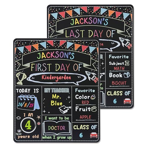 DAHAPYBOO First and Last Day of School Sign Board,Double Sided 10x12 Last Day of School Chalkboard,First Day of School Board,1st Day of Kindergarten/Preschool Back to School Supplies