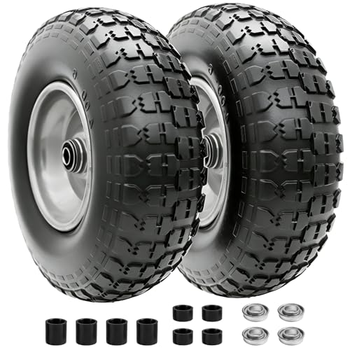 Sutmorly 13 Inch Wheelbarrow Tire Flat Free 4.00-6 Tires, 5/8