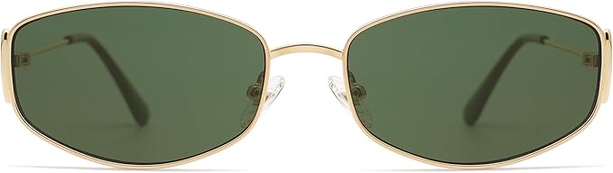 Retro Oval Sunglasses For Women Men Hexagonal Rectangle Metal Frame Sun Glasses AP3625