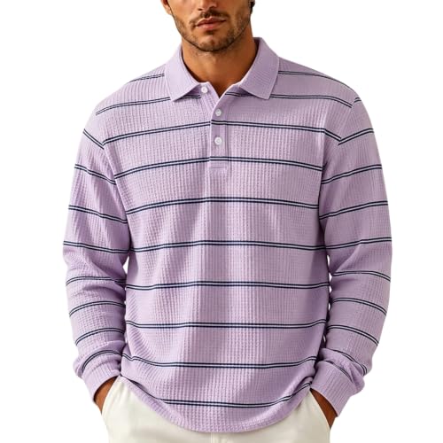 Mens Rugby Shirts Collared Henley Button Mens Waffle Long Sleeve Shirt - image 1