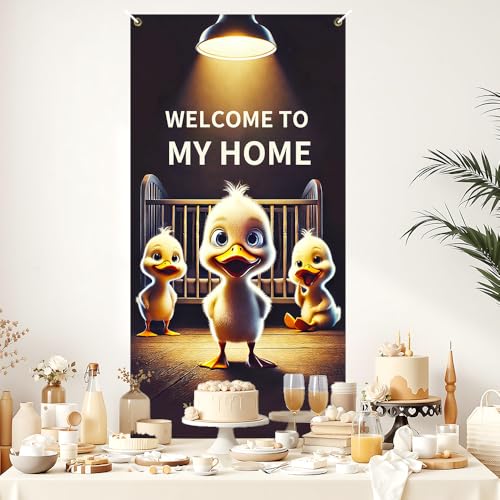 Image of Cute Duckling Welcome Door Cover 35x71in Funny Baby Duck