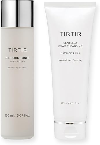 TIRTIR Rutina para la piel grasa - Tónico para la piel de leche + limpiador de espuma Centella