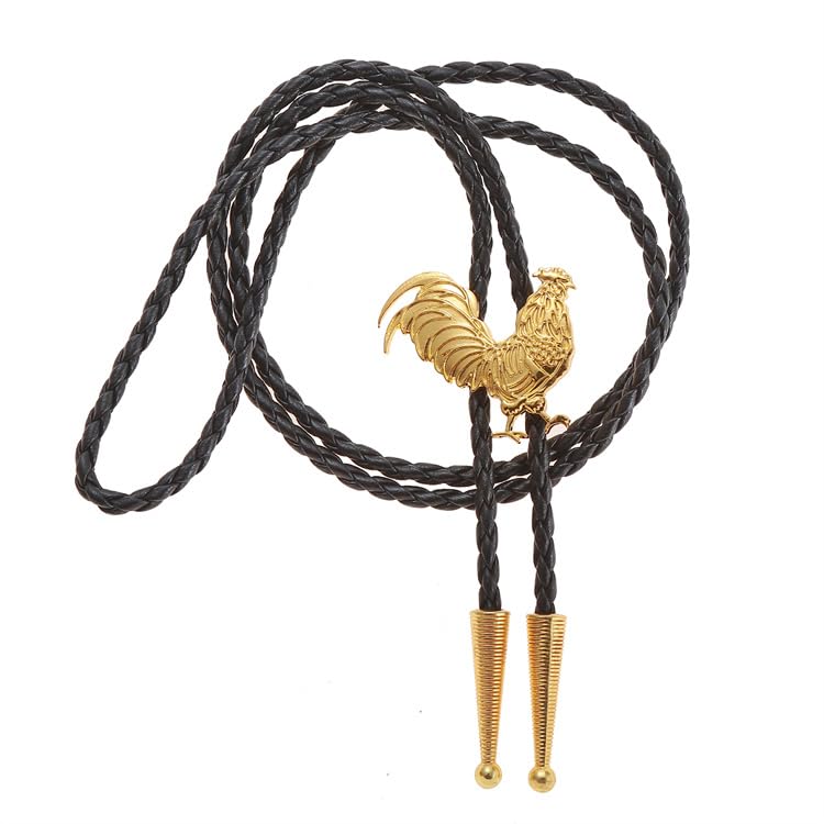 Image of Western Cowboy Bolo tie for Men Women Gold Silver Death Skull Moth Cross Bolo Tie Christmas Deer Rooster Wolf Necktie Gift