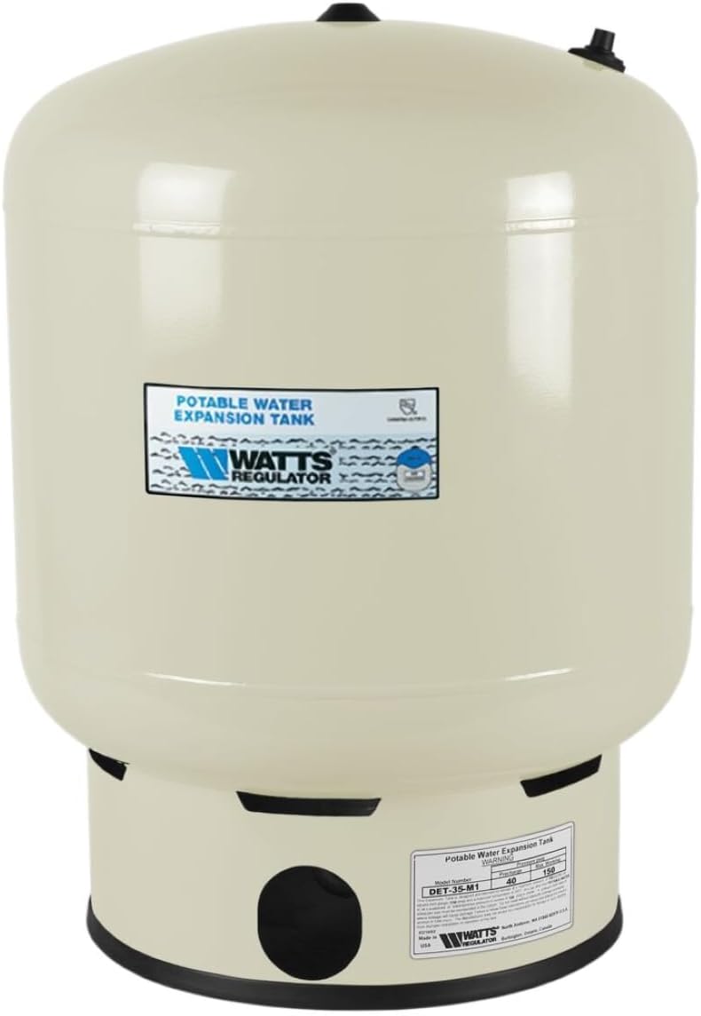 Watts PLT-35 Potable Water Expansion Tank, 3/4 In Male Inlet Connection, 14 Gallon Tank Volume, Pre-Charged at 20 PSI, Copper-lined Steel, 150 PSI Max, Field Adjustable