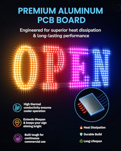 Image of LED Open Sign for Business -48 inchx16 inch Large Open Sign with Remote Control, Smart App and Timer, Custom Colors & Brightness Flashing Light for Window Storefront Bar Shops