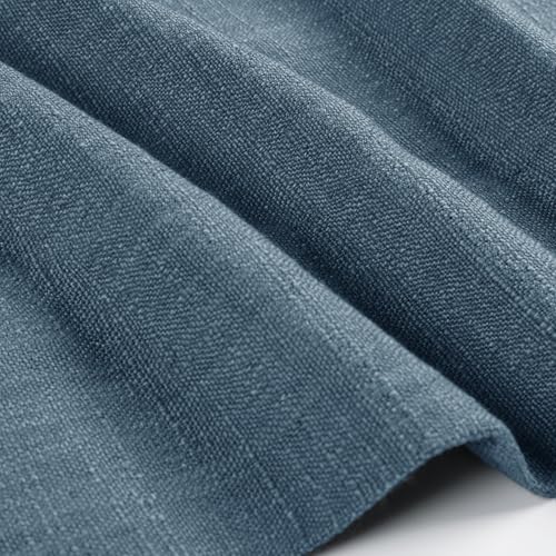 Image of TWOPAGES 42 inch inch W x 36 inch inch L Linen Blend Cafe Curtains for Kitchen Window, Light Filtering Pinch Pleated Tier Curtains, Modern Farmhouse Half Window Curtains for Bathroom, Aegean Blue, 2 Panels