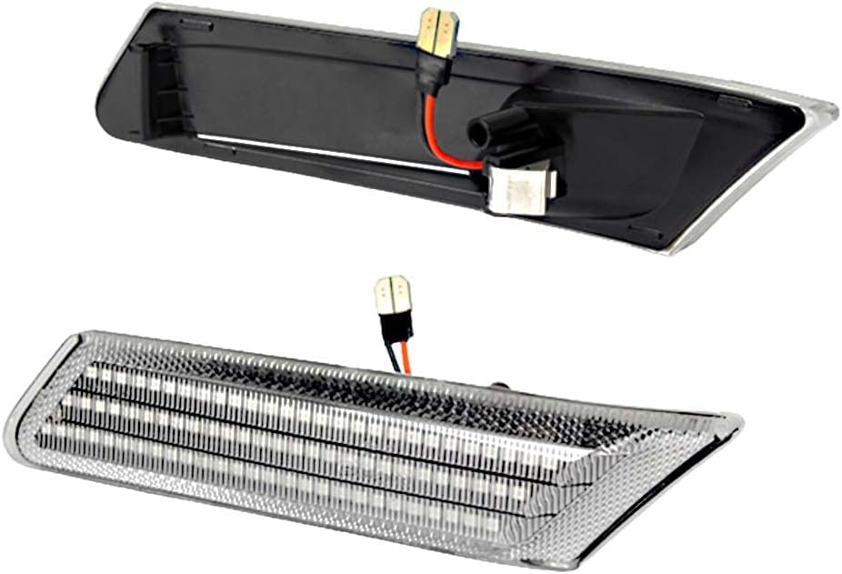 Amber LED Front Bumper Side Marker Lights Clear Lens Solid Constant Light, Compatible with Porsche 2005-2012 Select Models, Front Fender Marker Lamps