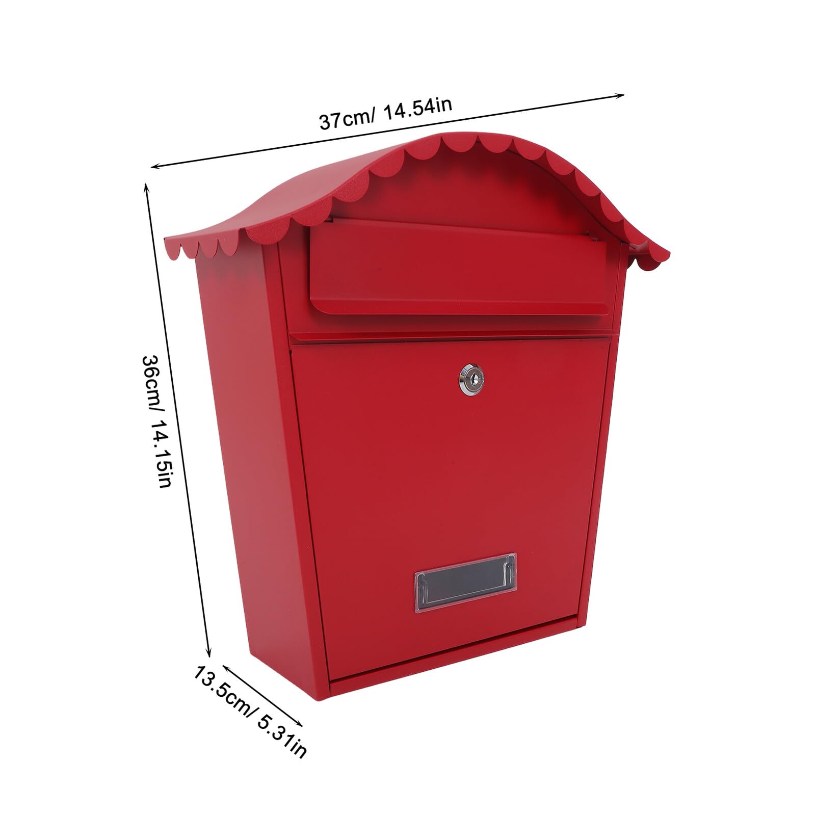Wandbriefkasten aus Eisen im Vintage Stil für Außenbereich Rot