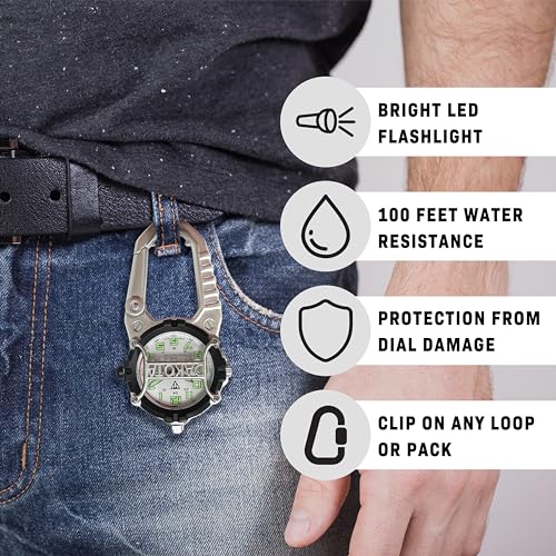 Image of Dakota Mini Clip Microlight, Quality Pocket and Fob Watch, Premium Durability Outdoor Gifts for Men, Use for Fishing Hunting, and More, LED Flashlight, Clip on Watch
