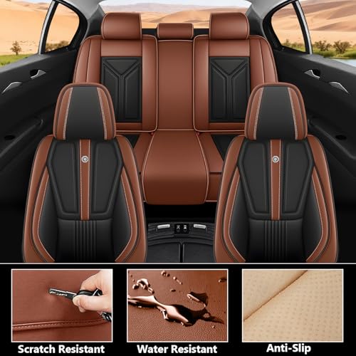 Image of Custom Car Seat Covers for Chevy Blazer 2019-2026,Easy install,Black Brown | nappa leather seat protector,full coverage seat covers,all weather seat cover,waterproof,anti-slip,easy clean,5 seat Standard