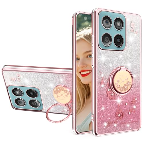 Coque Motorola Edge 60 Pro transparente rose paillettes pour vos vidéos
