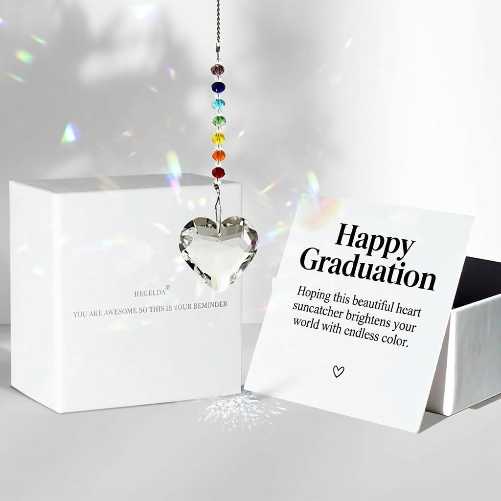 Hegelda Graduation Gifts for Women Her 2026 Crystal Heart Suncatcher Ornaments