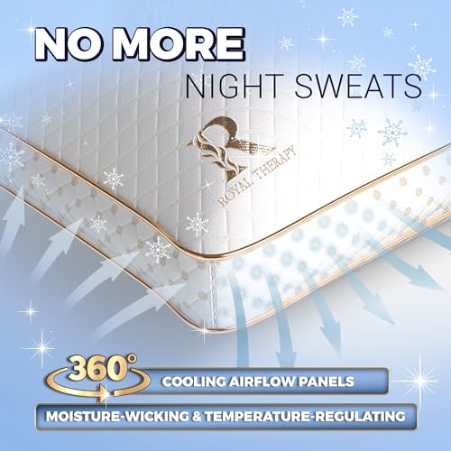 Image of Royal Therapy 2-Pack King Memory Foam Pillow, Adjustable Shredded Odor-Free Bed Pillow for Neck & Shoulder Pain Relief, Breathable Support for Back, Stomach, Side Sleepers, AirFlowPRO