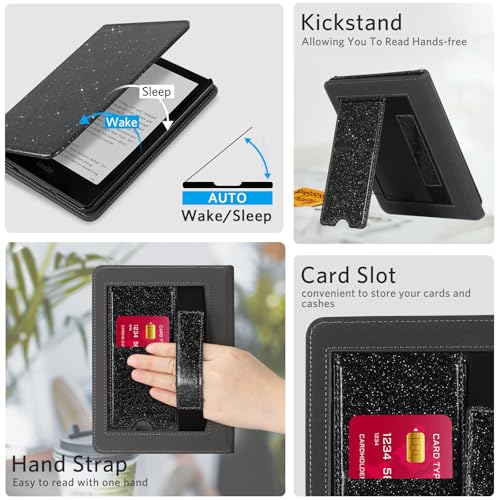 Image of CoBak Stand Case for 7 inch Kindle Paperwhite 12th Gen 2024 and Kindle Colorsoft with Hand Strap - Compatible with iPhone MagSafe, for Samsung /Belkin /Anker Wireless Charging Pads, Durable, Auto Sleep Wake