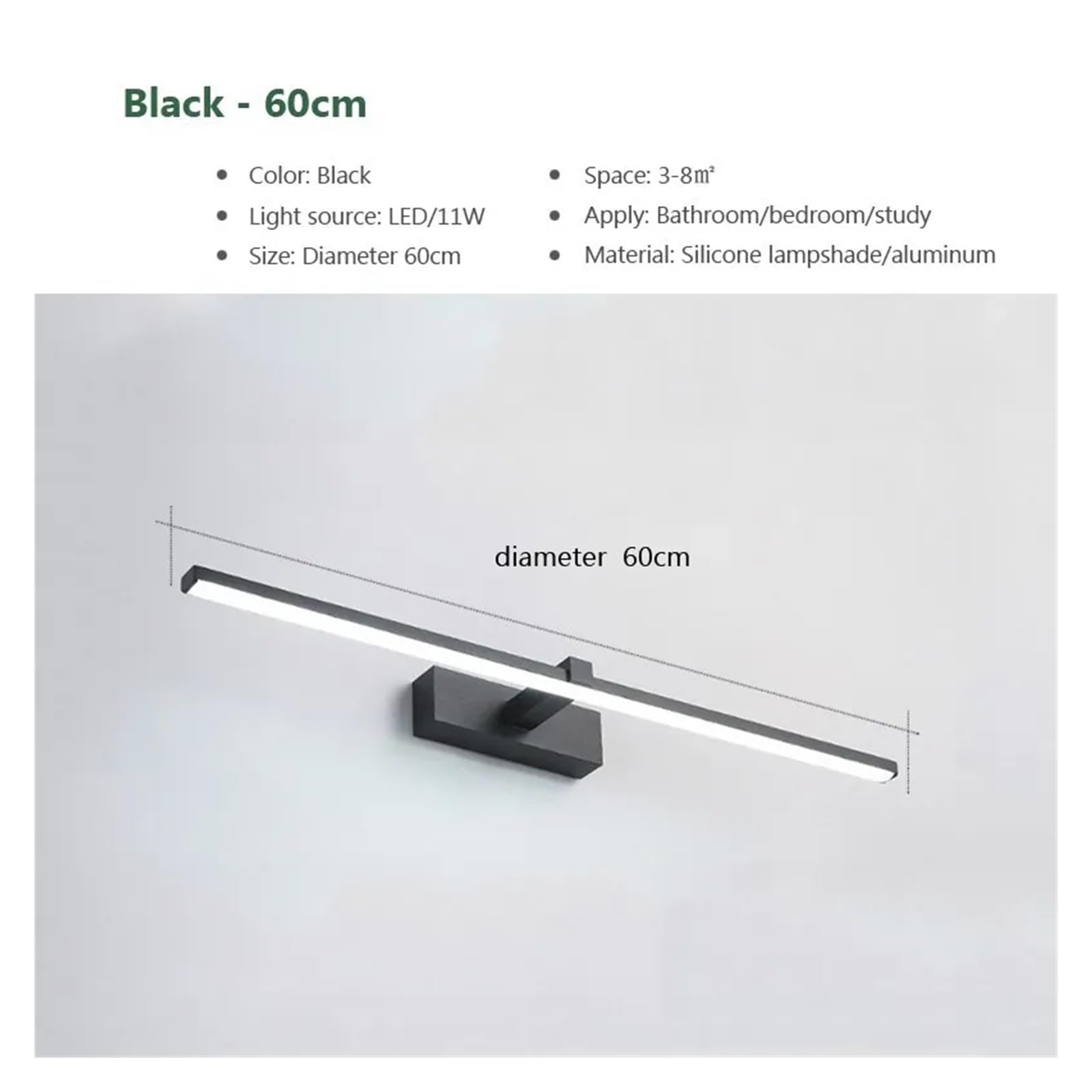 LED-Spiegelleuchten, Wandleuchten, Badezimmer, wasserdicht, weiß, schwarz, flache LED-Lampe, moderne Innenwandleuchte, Badezimmerbeleuchtung, Make-up,Lang anhaltende Nutzung