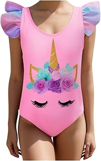 Bañador para Niña – Traje de Baño de Una Pieza para Piscina o Playa – Diseño de Estampado Unicornio – Ideal para Verano y Natación – Tallas 3 a 12 Años