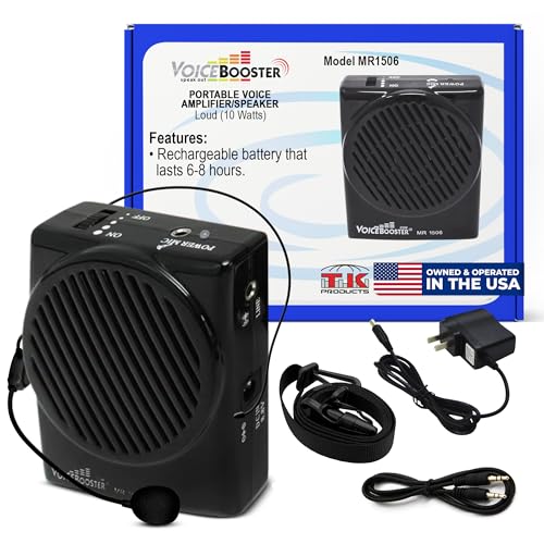 VoiceBooster Portable Voice Amplifier for Teachers - 10W Rechargeable Megaphone Speaker & MP3 Player...