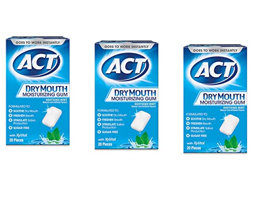 Act Dry Mouth Moisturizing Gum, Soothing Mint, Sugar Free, 20 Count (Pack Of 3) #TOP26