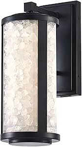 Minka Lavery 8181-66A-L Salt Creek Unique Acrylic Rectangular Outdoor LED Wall Lantern, 1-Light 13.2 Watt, 16" H x 6" W, Coal Black