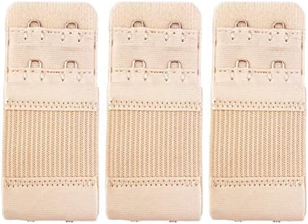 Medsuo 3pcs Women Ladies Soft Comfortable Back Bra 2 Hooks Band Extension Strap Extender - Beige