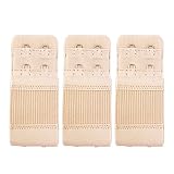Medsuo 3pcs Women Ladies Soft Comfortable Back Bra 2 Hooks Band Extension Strap Extender - Beige