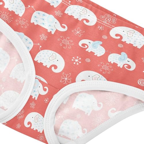 Little Girl Underwear Toddler Panties Kids Undies Elephant White Print Red Cute Soft Cotton Briefs 2T-8Y4