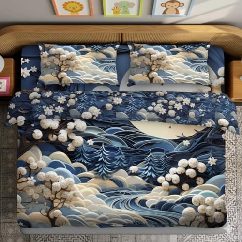 Image of Premium 7D Printed King Size Bedsheet Set with Pillow Covers Soft Cotton Blend Double Bedsheet for Home (Pillow Covers :18x28 inches Bedsheet :90x100 Multi)