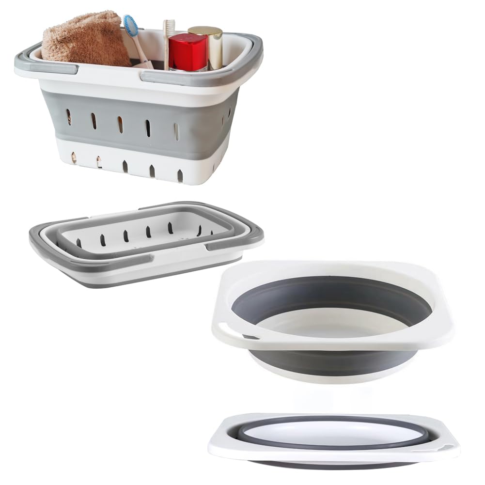 MINDFARGE Grey Foldable Shower Caddy 5L Collapse Wash Basin