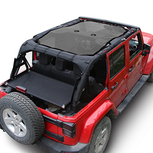 JeCar Mesh Shade Top Cover UV Protection Soft Top for Jeep Wrangler JK