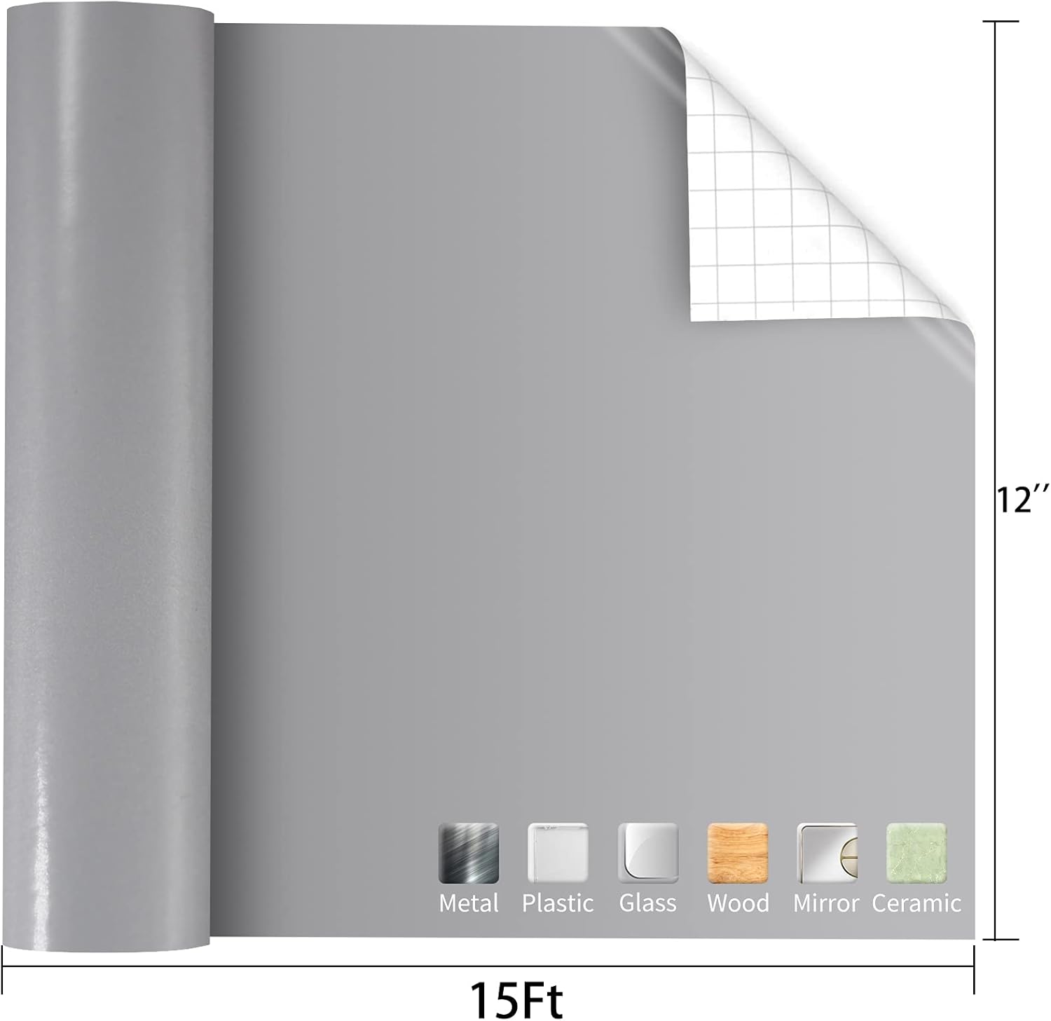 Madlie Silver Permanent Adhesive Vinyl Roll - 12" x 15 FT Premium Permanent Vinyl for Craft，Signs, Scrapbooking,and Other Craft Cutters.: Home & Kitchen