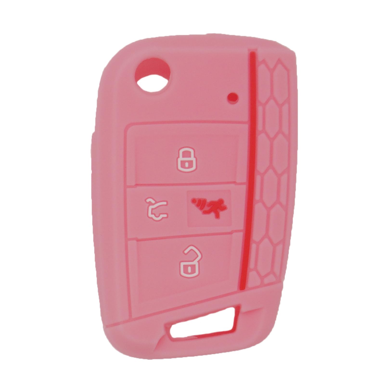 2pcs 4 Buttons Soft Silicone Car Key Fob Cover Case Protector Shell for 2020 2019 2018 2017 VW Golf Alltrack Sportwagen GTI Tiguan Atlas Polo Skoda Octavia Flip Out Keyless Entry Key Fob, Pink Purple