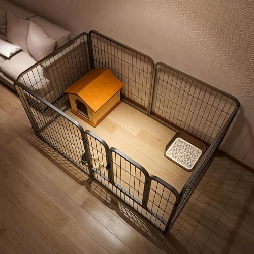 FOREENIU Metal Dog Playpen 6-Panel 27 Foldable Pet Playpen with Door Anti-Rust Exercise Fence Portable Dog Fence Indoor/Outdoor Dog Pen for Small Dogs Play (Black)