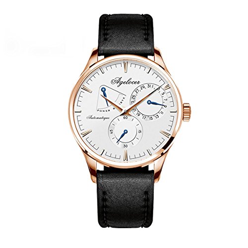 Preisvergleich Produktbild Agelocer Herren Uhr analog Automatik mit Leder Armband 4101D1-Black