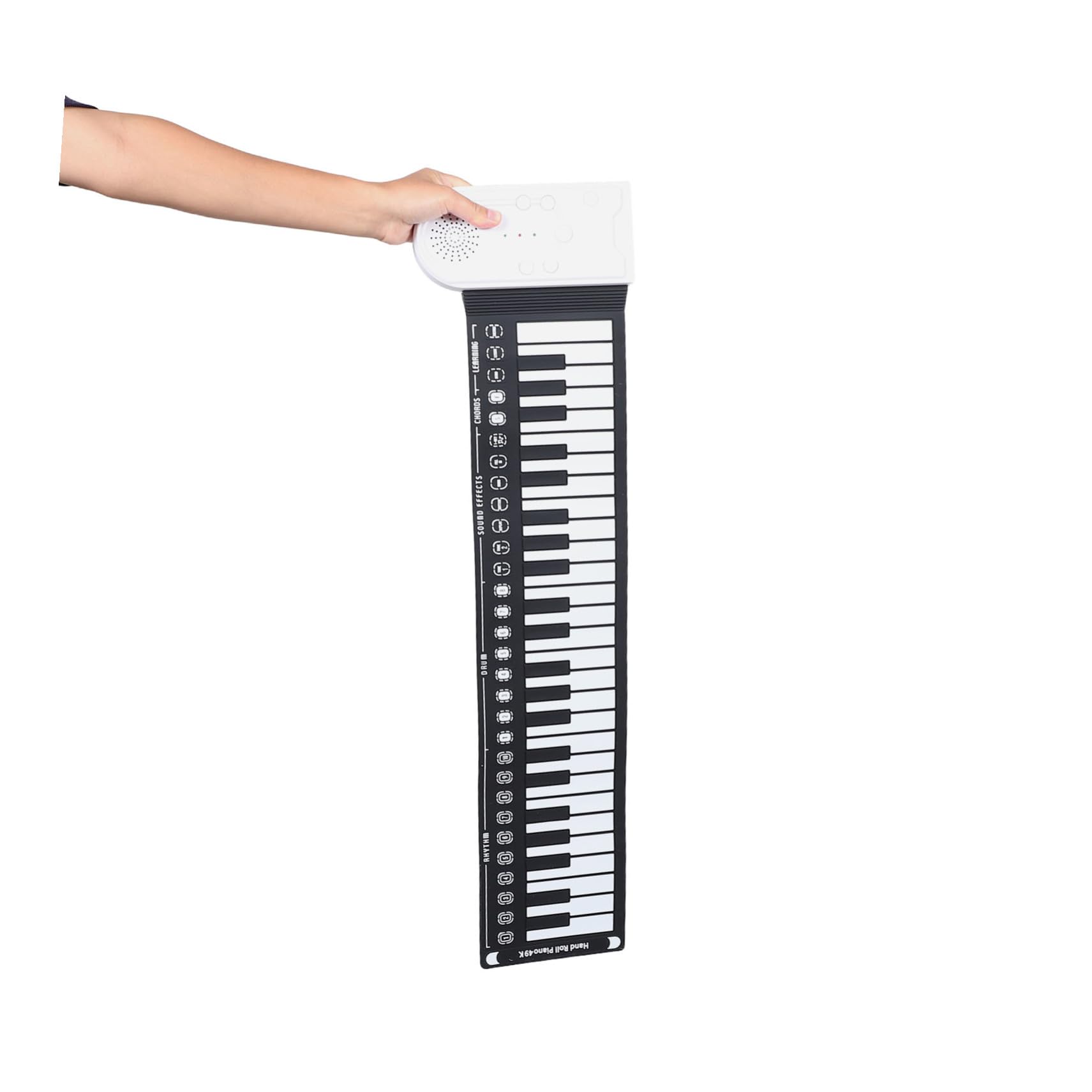 Pianoforte Arrotolabile 49 Tasti in Silicone Pieghevole | Principianti, Uso in Lezioni e Spettacoli Musicali, Formato Portatile da Viaggio, Nero e Bianco