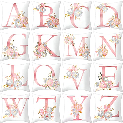 Eanpet Throw Pillow Covers Alphabet Decorative Pillow Cases Abc Letter Flowers Cushion Covers 18 X 18 Inch Square Pillow Protectors For Sofa Couch Bedroom Car Chair Home Decor thumb #1