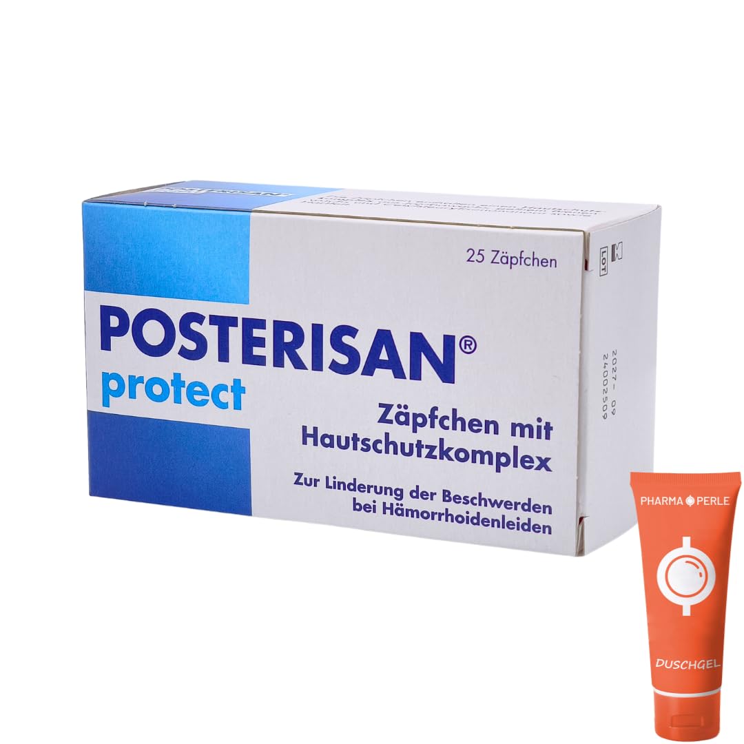 Posterisan protect 1x 25 Zäpfchen mit Hautschutzkomplex bei Hämorrhoiden I Schutz vor Reizungen I Jojobaöl & Bienenwachs I rektale Anwendung I für sensible Haut I Spar-Set plus Pharma Perle give-away