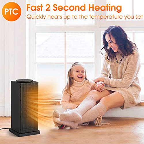 ALROCKET Space Heater, 1500W PTC Heater with ECO Thermostat, Tower Heater Oscillating Electric Heater with Remote Control, 24H Timer LED Display, Overheat Tip-over Protection Fast Heat for Home Office - Thumbnail 3