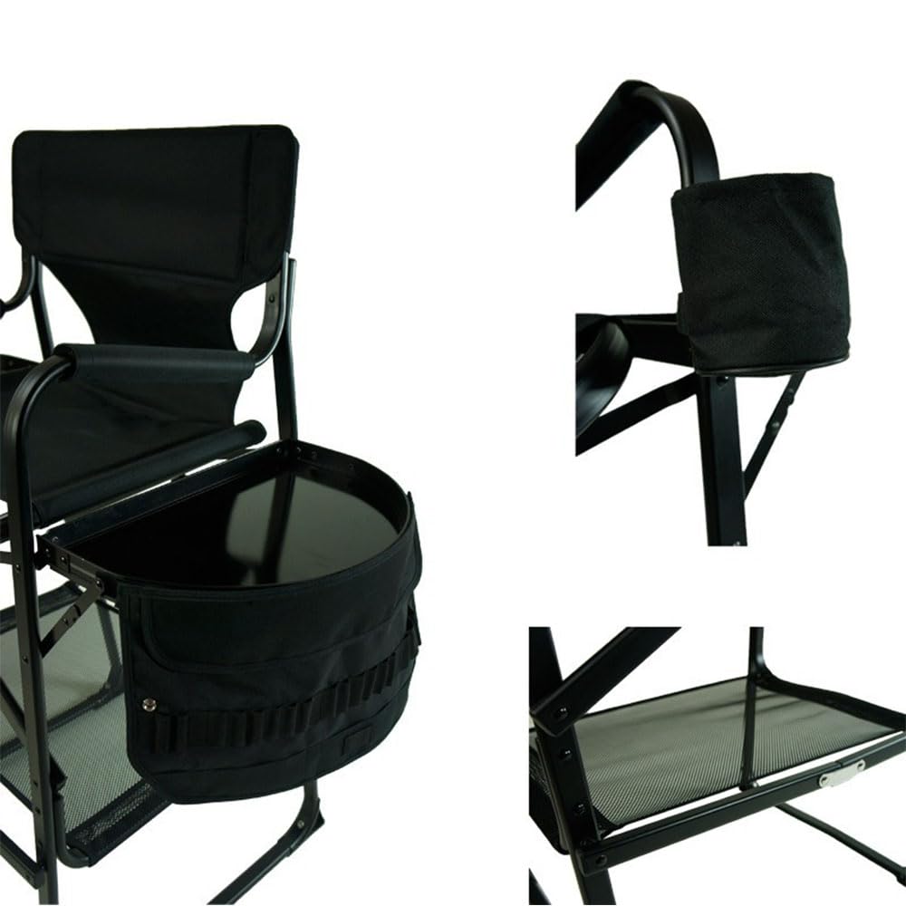 Sedia da Trucco Pieghevole con Tavolino,Sedia da Regista in Lega di Alluminio Portatile,Supporta 150kg,con Tasca e Poggiapiedi,per Make-up Artist, Cinema, Giardino e Spiaggia