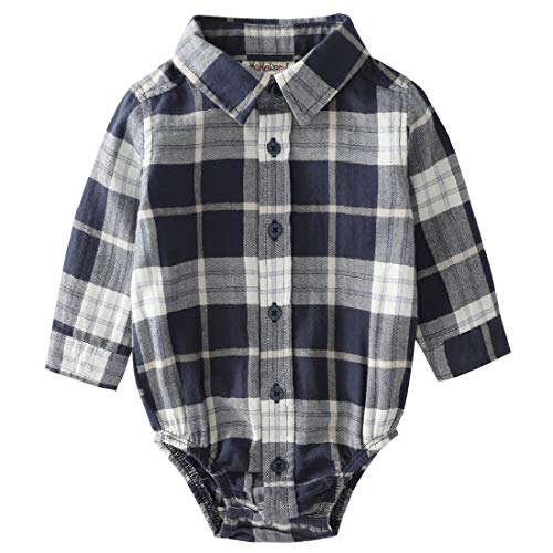 Image of MOMOLAND Infant Baby Boys Woven Button Up Bodysuit Shirt