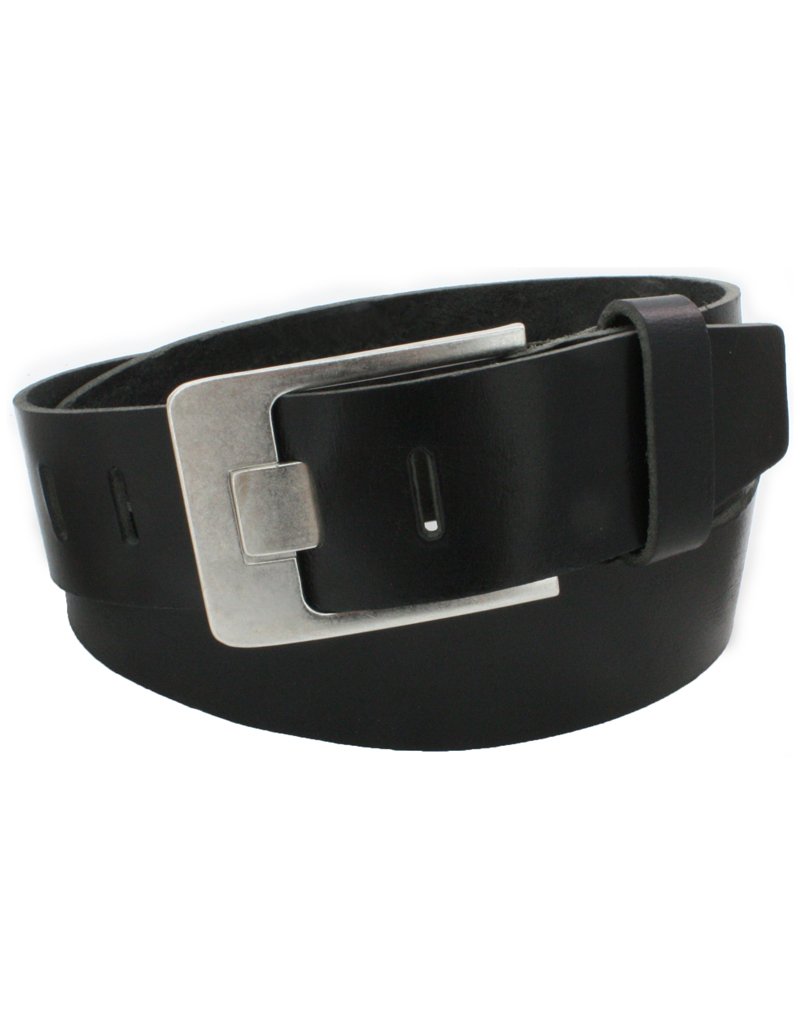 Vascavi Buffalo Leather Belt, Full Leather Belt, Buffalo Leather, Denim Belt, Approx. 4.5 cm Wide, Trouser Belt, Made in Germany, black, 100 cm Gesamtlänge 110 cm
