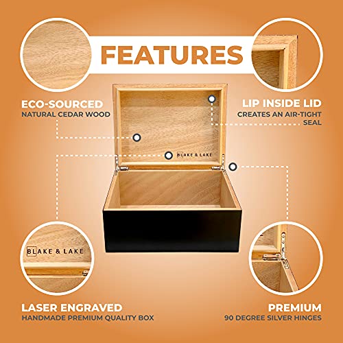 Large Wooden Box With Hinged Lid - Wood Storage Box With Lid - Black Wood Box - Wooden Keepsake Box - Decorative Boxes With Lids (Black) #TOP1