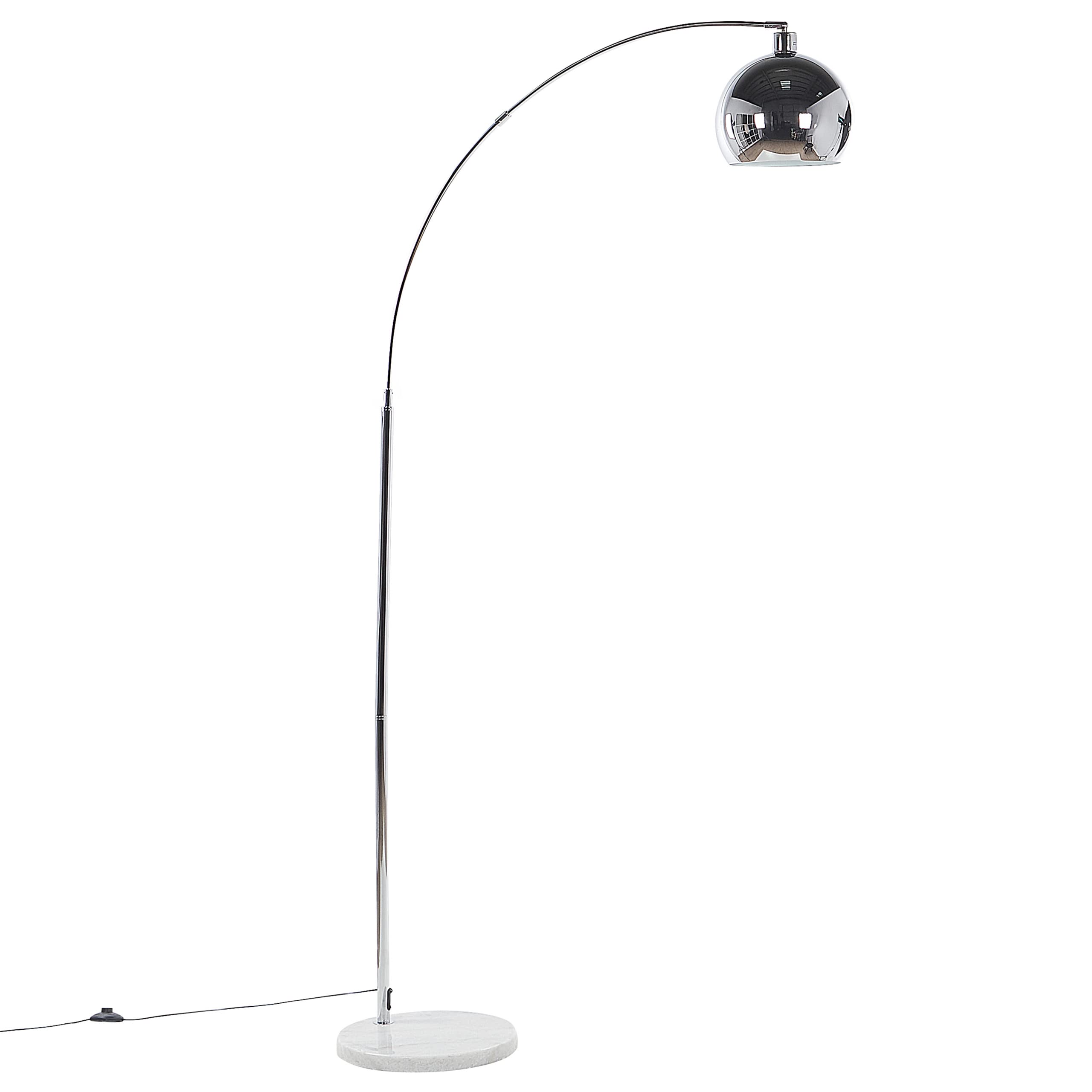 Lampadaire Design Arc Abat-jour Suspendu Réglable en Méral Argenté Brillant Éclairage de Salon Chambre Glamour Chic Moderne