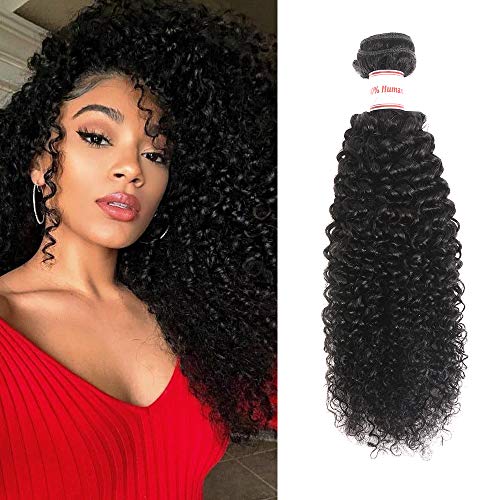 Ailisi Brazilian Virgin Kinky Curly Hair 1 Bundle 8A Unprocessed Brazilian Curly Human Hair Weave Natural Black (18 inch)