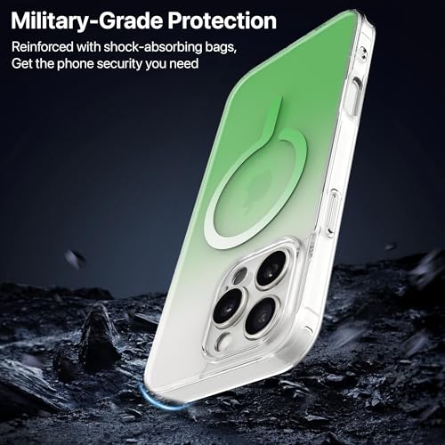 Image of eller sante Maven Magpro Back Cover Case for iPhone 16 Pro Max Scratch Resistant Camera Protector TPU Shockproof 10ft Drop Protection Support Mag-Safe Wireless Charging- Green