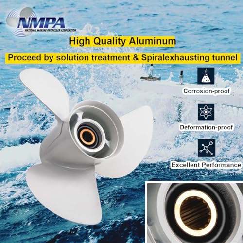 Image of VIF OEM Upgrade Aluminum Boat Propeller Compatible with Yamaha 150hp 175hp 200hp 220hp 225hp 250hp 300hp F150 F175 F200 F225 Outboard Engines,15 Tooth,Rh